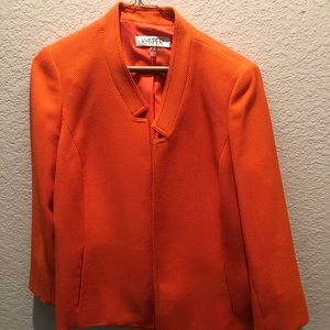 Sz 12 KASPER WOMEN'S ORANGE OPEN FRONT BLAZER
